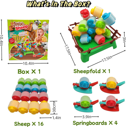 Jumping Sheep Board Game - Catapulting Sheep Game for 4-12 Kids, Tabletop Family Game, 2-4 Players