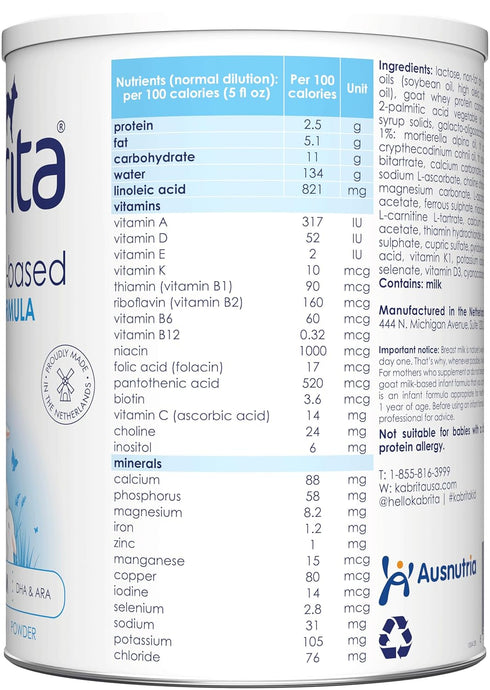Kabrita Goat Milk Infant Formula - 28Oz Easy to Digest Baby Formula 0-12 Months with Prebiotics, Iron, DHA, Non-GMO