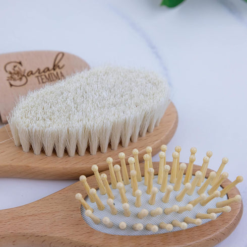 Set Set Custom Wooden Baby Brush | Personalized Wooden Baby Brush | Personalized Baby Gift Girls | Personalized Baby