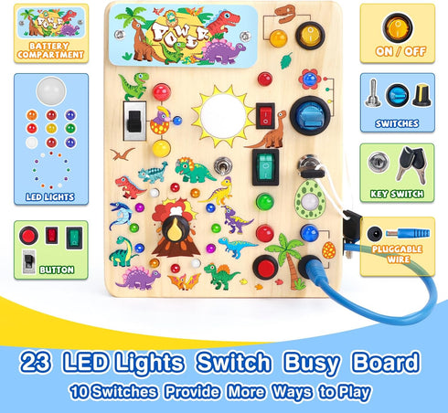 1-3 Grarain Busy Board for Toddlers - Montessori Educational Toy for Year Old Boys & Girls | Travel-Friendly Sensory