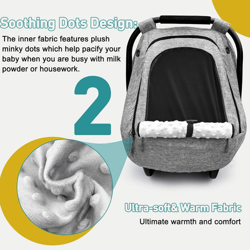 Cozy beatoutou Baby Car Seat Cover,Patented Waterproof Baby Carseat Cover for Boys & Girls,Infant Car Seat Cover Canopy