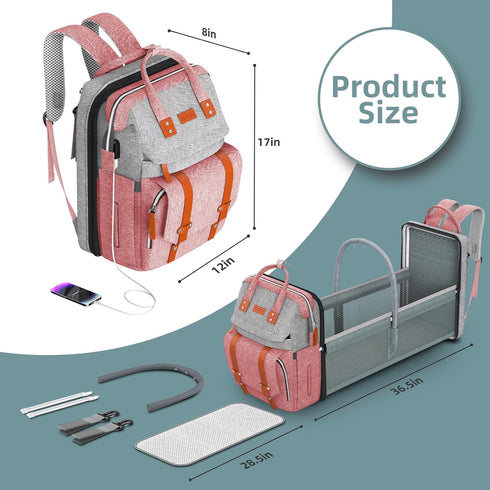 Backpack ISMGN Diaper Bag with Changing Station, Large Diaper Bag, Baby Bag with Changing Station, Pink Diaper Bag