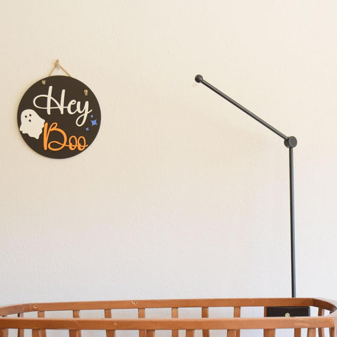 Black Wooden Crib Mobile Arm, Adjustable Mobile Holder for Crib and Desk Rotating Baby Mobile Hanger Nursery Decoration