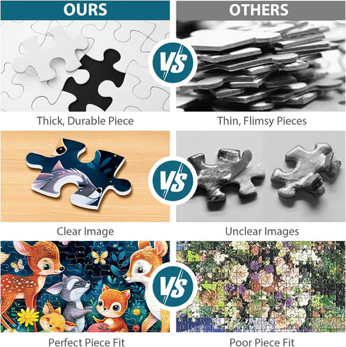 Puzzles for Kids Ages 4-8 - Cute Deer Party in Forest Night - 100 Piece Jigsaw Puzzles for Educational Learning