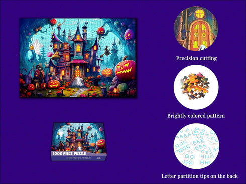 Halloween Puzzle for Adults - 1000 Pieces, Horror Haunted House Puzzle, Holiday Party Gifts