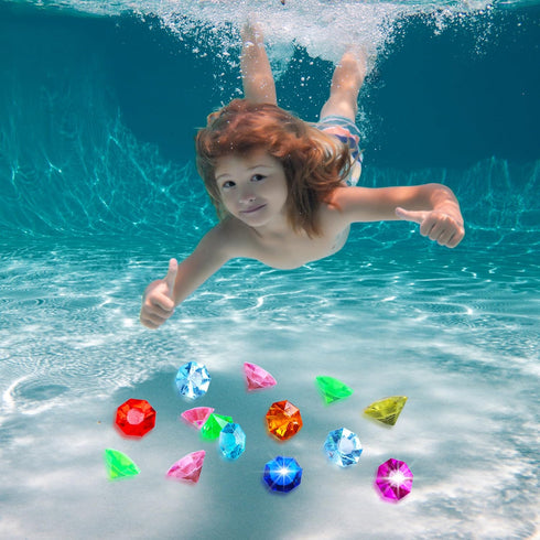 jollylife 36PCS Acrylic Diamond Gems Jewels, 25 Carat Diving Gem Pool Toys for Pirate Treasure Chest Hunt Party Favors