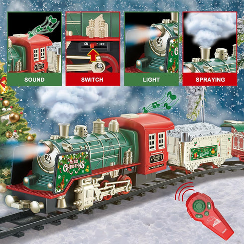 Set 3-8 JQ JUQU Remote Control Electric Train with Real Steam, Lights & Sound, Toy Train for Kids Ages with Complete