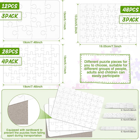 10 Sets Blank Sublimation Puzzle Jigsaw for Kids Rectangle Heart Shaped White DIY Custom Puzzle Heat Press Thermal Transfer Puzzle Pearl Puzzle Blank Puzzle (A5-28/12/48 Rectangle)