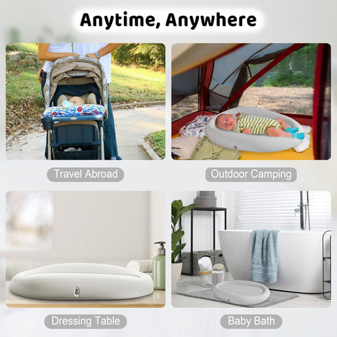 Portable Inflatable Baby Changing Pad, Waterproof & Wipeable Skin-Friendly, Include Storage Bag Easy