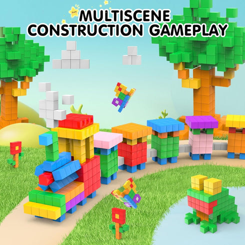 32 4-8 AuntyFey Pcs Building Blocks Cubes Blocks for Kids, Learning Educational Stem Blocks for Kids Ages