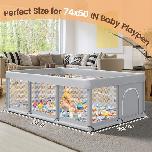 74" 50 Fshibila Baby Play Mat for Playpen, Baby Playmat for Floor, Thick Ultra Soft Play Mat for Babies and Toddlers