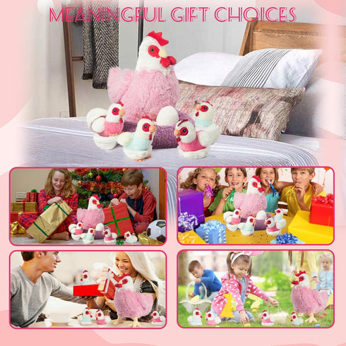 9 1 Set, in Chicken Stuffed Animal Zippered Stuffed Chicken Plush Toys for Kids Egg Laying Hen with Coop, Plush
