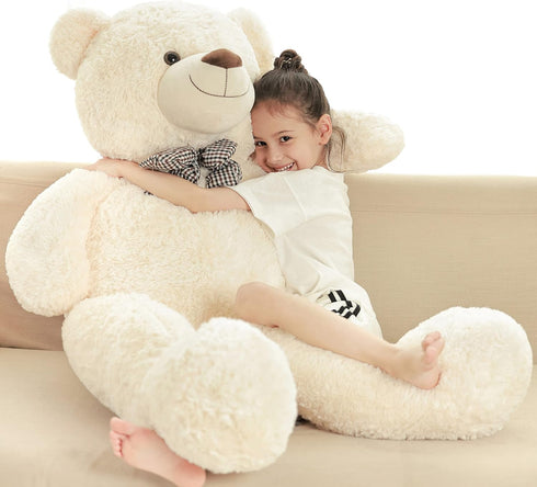 Poutmac 47 Inch Giant Teddy Bear Stuffed Animal, White Big Plush Teddy Bear for Valentine's Gift, Soft for Christmas