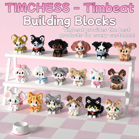 Sets, 9 Mini Cat Building Block Style Cute Cat Building Blocks Miniature Cat Figurine Toys for Kids Birthday Party