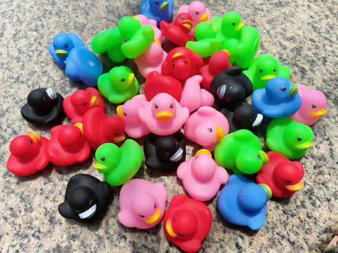 DZTIAN 12 (12) Pcs Multicolored Mini Multicolor Rubber Ducks Baby Bath Ducky Bathtub Pool Squeaky Little Duck Toys