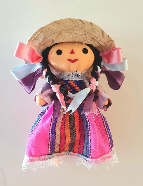 ALKIMIA INC Mexican Handmade Traditional Maria Farmer Rag Doll, 7 inches