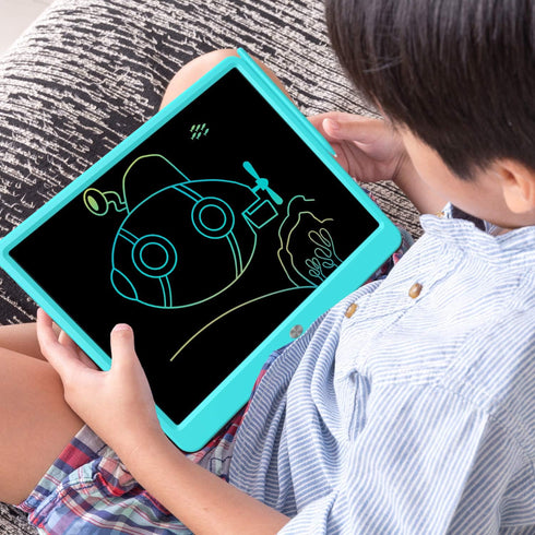 FLUESTON 15 Inch LCD Writing Tablet - Colorful Doodle Board for Kids 3-8, Educational Learning Travel Birthday Gift,