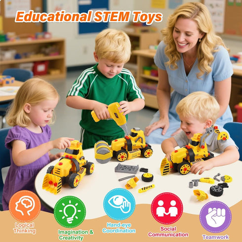 FLY2SKY 3 4 5 6 7 8 9 3 Set 6-8 Take Apart Toys for Year Old Boys in Construction Toy with Electric Drill Take Apart