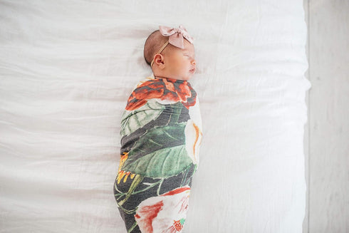 Raven Pattern Large Premium Knit Baby Swaddle Blanket by Copper Pearl