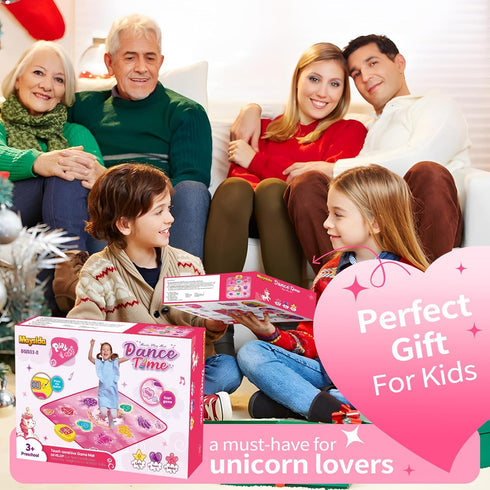 Unicorn Dance Mat for Girls 3-12 Years, LED Lights, Built-in Music, 6 Game Modes, Christmas Birthday Gift