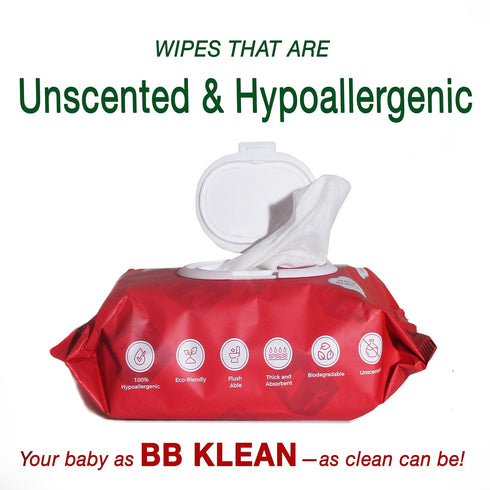 Generic 99.9% 80 (4) B.B. Klean Flushable Baby Wipes | Hypoallergenic | Sensitive Skin | Thick & Absorbent | Durable |
