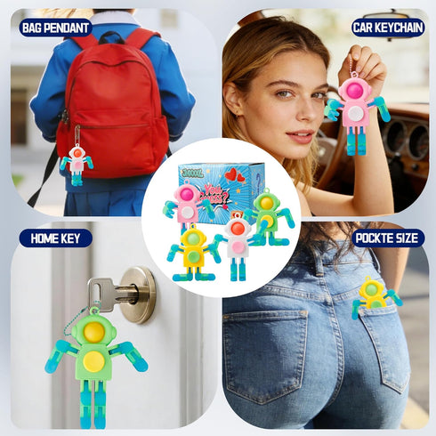 JHXXXL 18pcs Party Favors - Astronaut Fidgets Spinner Keychain Robot,Goodie Bags Treasure Box Toys for Classroom