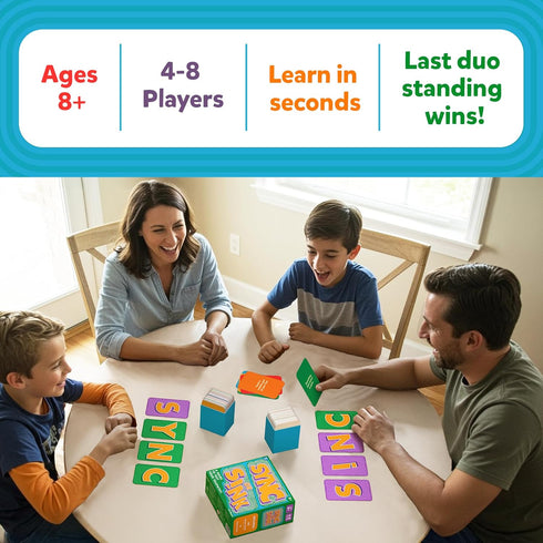 8, 9, 10 4-8 Sync or Sink - Hilarious Family Card Game for Kids, Teens & Adults, Fast-Paced Mind-Matching Partner