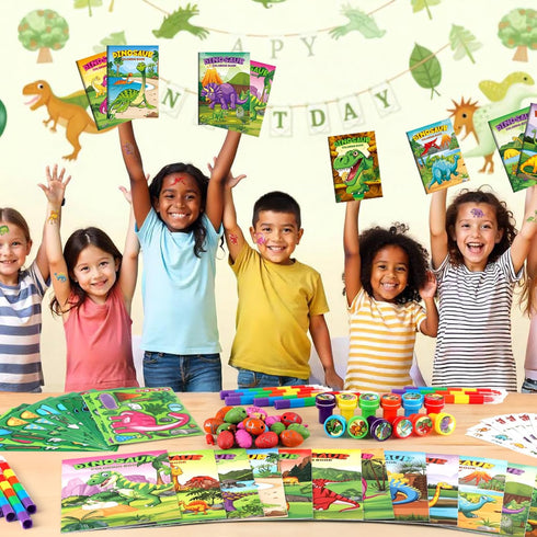 84Pcs Set BenLouis Dinosaur Party Favors Dino Theme Coloring Books Crayons Sticker Bulk for Kids Jurassic Birthday