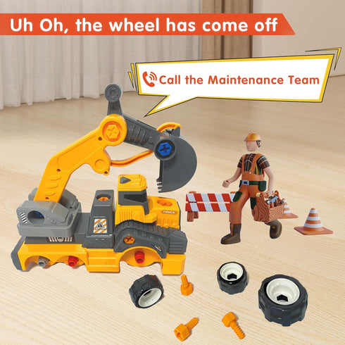 11inches 3-5 6-8 Set Large Take Apart Construction Toys Excavator Truck for Boys Girls Kids Electric Drill Assembly