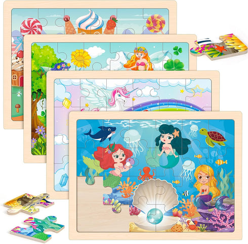 Wooden Princess Puzzles for Kids Age 3 4 5 Year Old, 4