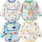Accmor 4 Pack Long Sleeve Baby Bibs, Waterproof Sleeved Bibs for Eating