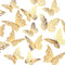 3D Gold Butterfly Wall Decor, 3 Sizes 4 Styles Butterfly Party Decorations, Removable Stickers for Room Mural (Gold,