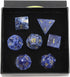 Amogeeli 7pcs Sodalite Hand-Carved Crystal DND Dice Set, Stone Polyhedral Rolling Kit for RPG MTG COC Table Game