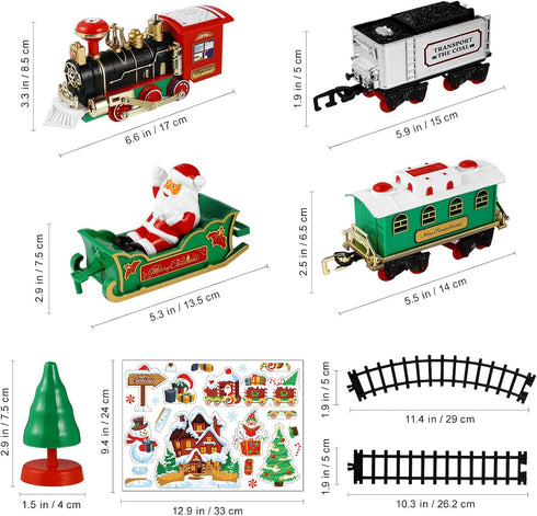 Set 47.2" 4 Set Toyvian Christmas Railway Train with Railway Track & Cars Lights and Sounds Railway,Battery Operated