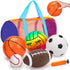 5 Pack Sports Balls Set for Kids with Bag, Includes Football, Soccer, Basketball, Baseball, Volleyball Toys