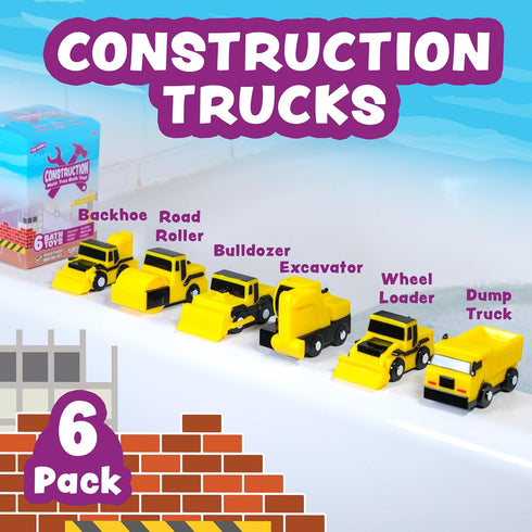 6 Pack Tub Works Construction Trucks Mold Free Bath Toys, | Sealed, No Hole Bath Toys Design Keeps Moisture Out | Soft