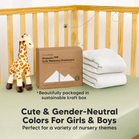 2-Pack 52" 28" Waterproof Crib Mattress Protector Cover Fitted - Quiet Baby Crib Mattress Pad Sheets, x Soft Quilted