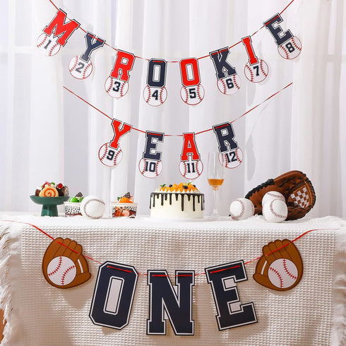 2 1st 1st Geyee Pcs Monthly Photo Baseball Birthday Banner Rookie of the Year Birthday Banner Year Picture One High