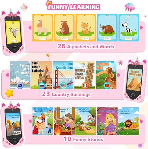 3 4 5 6 2.8 32 Kids Smart Phone for Girls Gifts - Toddler Christmas Birthday Gift for Age Year Old, Kids Cell Phone Toy