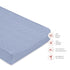 Babyletto 100% Organic Cotton Quilted Changing Pad Cover, GOTS-Certified, Fitted 360°, Ultra-Soft Muslin - Dewdrop Blue