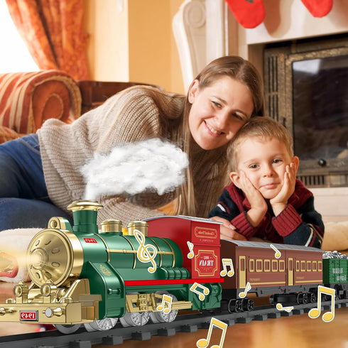 ManManLine Set Set 3 4 5 6 7 8+ Train Electric Train Toys for Kids, Christmas Train with Smokes, Light & Sound