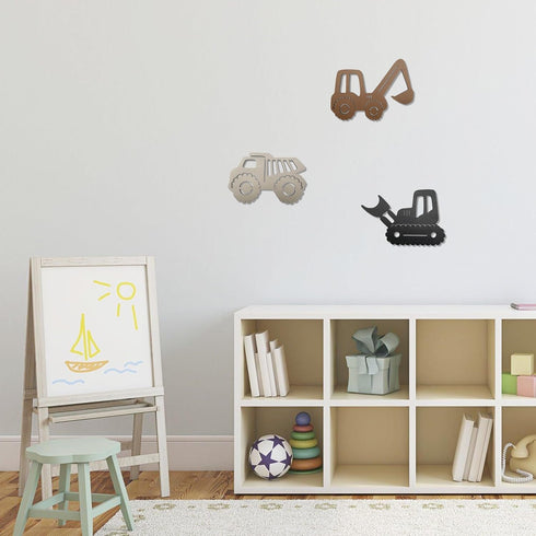Ajqiomh Construction Trio Nursery Wall Decor Wooden Construction Vehicles Decor Kids Room Wall Decor Kids Room Decor