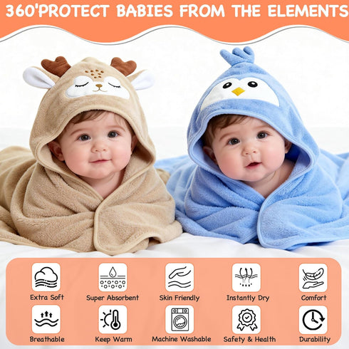 xpertwarm 4 Pack Baby Bath Supplies Baby Stuff for Newborn Infant Gifts Newborn Toddler Bath Supplies Hooded Baby