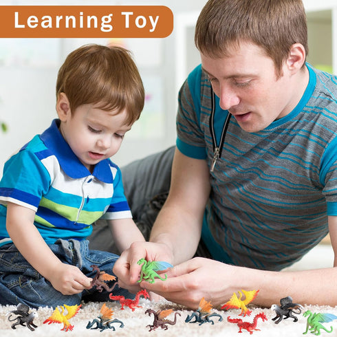 EOIVSH 12pcs Mini Dragon Toys Figures - Ancient Flying Dragon Figurines for Boys Girls, Mythical Action Figure Kid