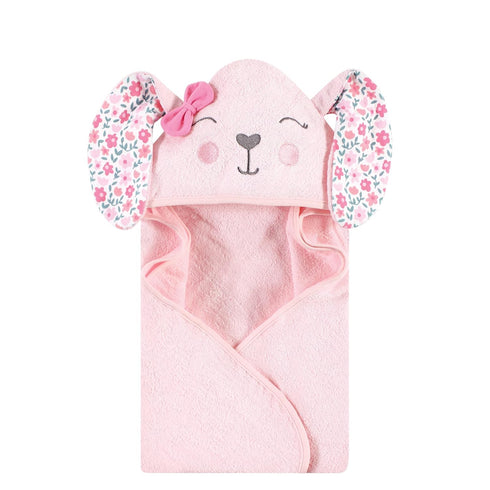 Hudson Baby Unisex Baby Cotton Animal Face Hooded Towel, Floral Bunny, One