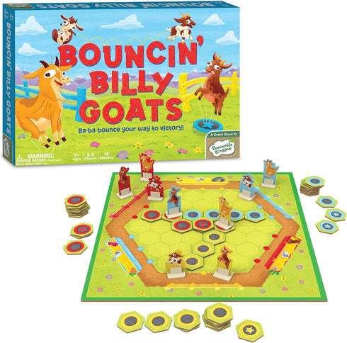 Peaceable Kingdom Bouncin’ Billy Goats Board Game - Family Strategy Game for Kids and Adults