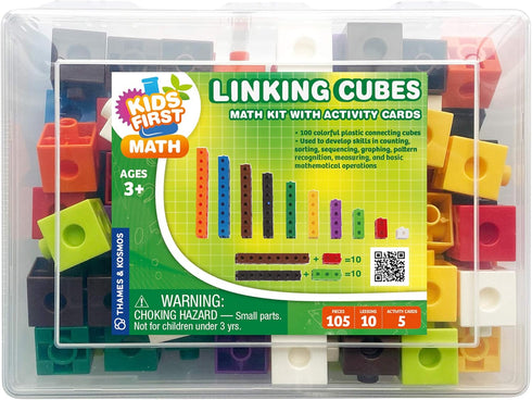 Kids First Math: 100 Linking Cubes Math Kit w/Activity Cards | Develop Skills in Counting, Sorting, Sequencing, Graphing, Measuring | Visual Hands-on Math for at-Home or Classroom Learning Ages 3+