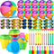 Tanlade 75 Pcs End of Year Students Gift, Kids Beach Pool Party Favors Sand Buckets Shovels Neon Sunglasses Inflatable