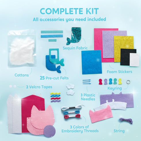 7 6+, Klever Kits Sewing Projects- My First Kids Sewing Kit- Easy DIY Arts and Crafts for Girls, Craft Kits, Birthday
