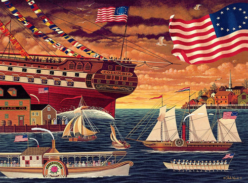 1000 Buffalo Games Piece Jigsaw Puzzle - Patriotic Harborview - Charles Wysocki Colorful Puzzle for Adults